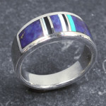 silver multi inlay ring