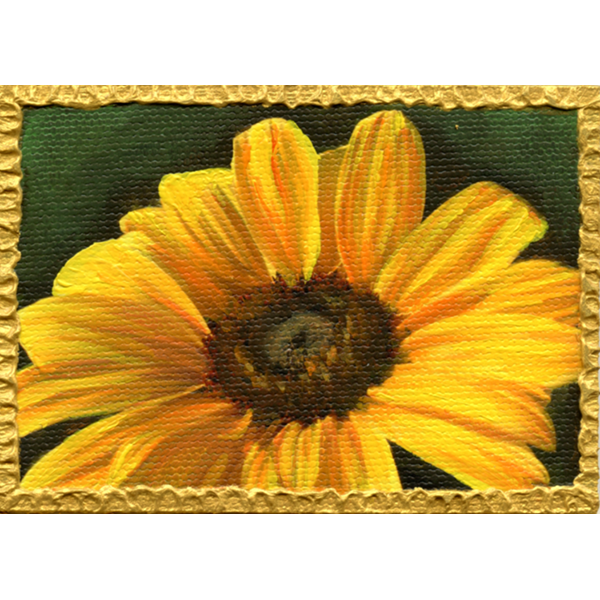 This closeup of a sunflower emphasizes rich and fiery petals. and fiery sunflower petals.